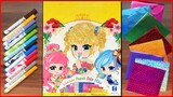 Tranh dán giấy màu nhũ công chúa hàn quốc lấp lánh và tô màu - Color paper stickers (Chim Xinh)