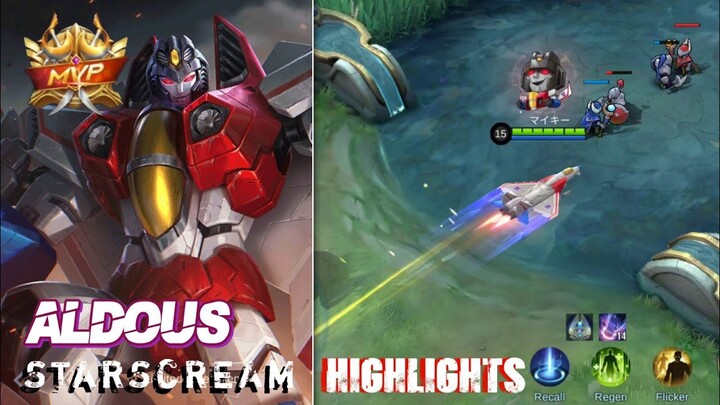 ALDOUS STARSCREAM TRANSFORMERS SKIN GAMEPLAY HIGHLIGHTS - MLBB