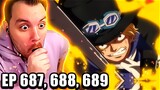 One Piece REACTION Episode 687, 688, & 689