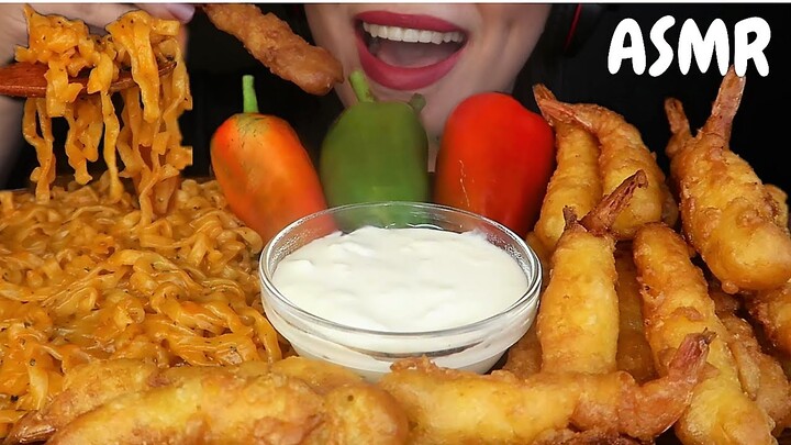 Carbo Fire Noodles Mukbang ASMR and Shrimp Tempura | Eating Sound | Hungry Hippo ASMR