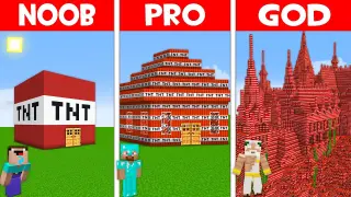GIANT TNT HOUSE BUILD CHALLENGE! TNT BASE vs TNT CASTLE in Minecraft NOOB vs PRO vs GOD!