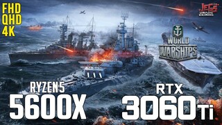 World of Warships on Ryzen 5 5600x + RTX 3060Ti 1080p, 1440p, 2160p benchmarks!