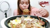 STIR FRIED EGG NOODLES WITH CHINCKEN AND SIOMAI MUKBANG (EXCELLENT NOODLES)