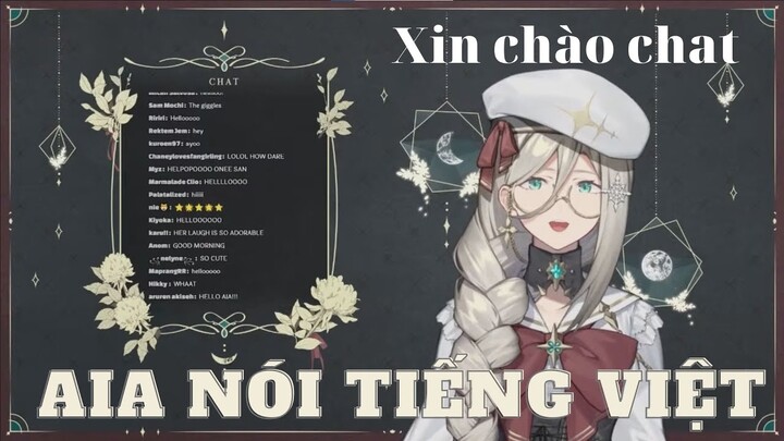 Aia Amare chào chat và giới thiệu bằng tiếng Việt
