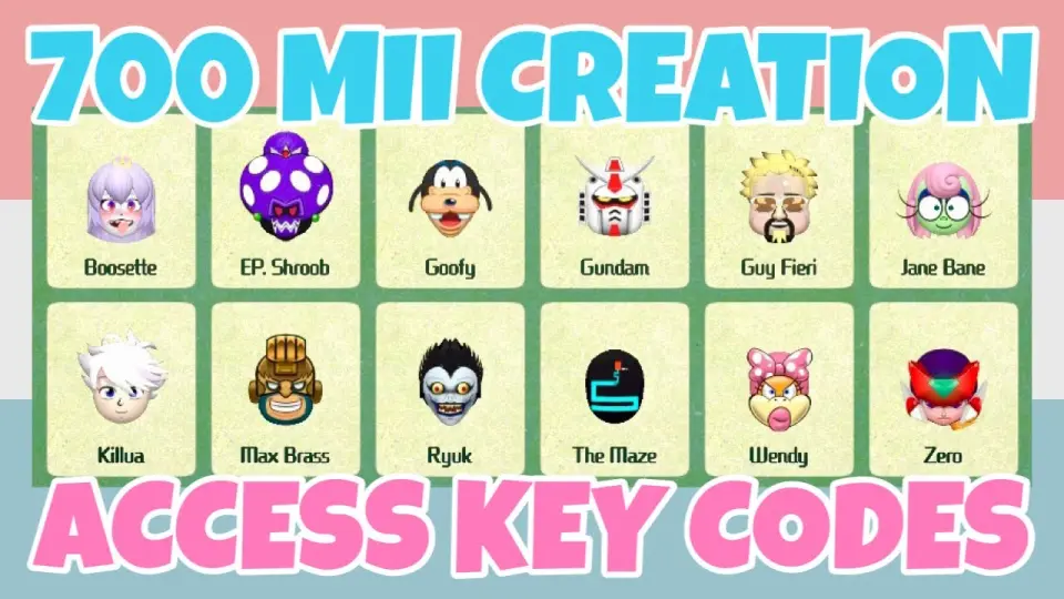 Best 700 Mii Character Creation Access Key Codes In Miitopia Nintendo Switch Bilibili