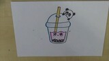 Draw Cartoon Kawaii Bubble Tea with Panda Bear