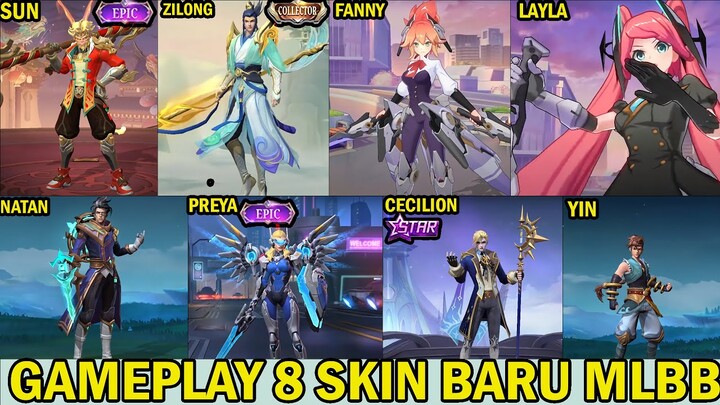 GAMELAY || 8 New Skin Full Effect' Fanny Blade of Kibou,Layla Miss Hikari Zilong Colletor and More.