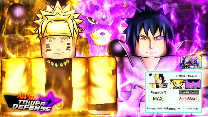 Sasuke e Naruto 6 Estrelas No Modo Infinito No All Star Tower Defense!!! {Peguei Top Global?????}