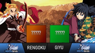 GIYU VS RENGOKU POWER LEVEL (DEMON SLAYER POWER LEVELS) | DEMON SLAYER SEASON 2