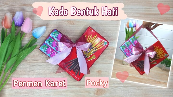 Pocky Love 1 Kotak dan Permen Karet || Tutorial Kado Bentuk Hati Pocky Love Kecil, Permen Love