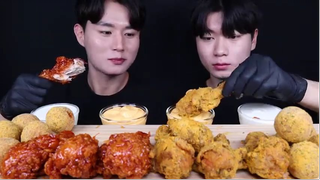 mukbang đùi gà cay chấm kem cheese  #amthuc #monngon