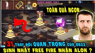 31 thay đổi QUAN TRỌNG trong ob23 free fire | Sinh nhật free fire 3 tuổi được nhận quà siêu giá trị