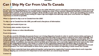 Can I Ship My Car From Usa To Canada