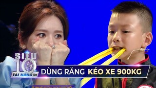 Hari Won NÍN THỞ với màn trình diễn của Siêu Nhí vận công kéo xe 900 ký bằng răng | STNN Tập 9