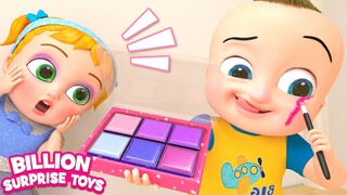 Makeup cartoon for kids! Twin babies funny stories - BillionSurpriseToys