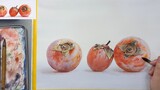 Watercolor persimmons painted up. looks very tasty.