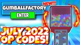 JULY *2022* ALL NEW WORKING  CODES For GUMBALL FACTORY TYCOON In Roblox Gumball Factory Tycoon!