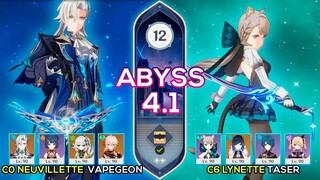 C0 Neuvillette Vapegeon & C6 Lynette Taser I Spiral Abyss 4.1 Floor 12 9 stars Genshin Impact