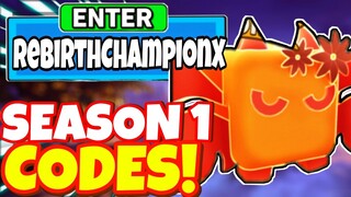 ALL NEW SECRET *MYTHICAL PET* SEASON 1 UPDATE CODES In Roblox Rebirth Champion X Codes!