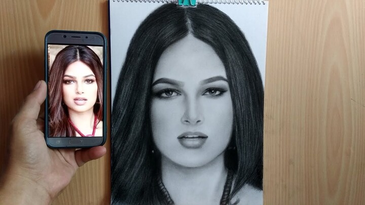 Harnaaz Sandhu | Charcoal Portrait (time lapse) | PHILIPPINES 🇵🇭