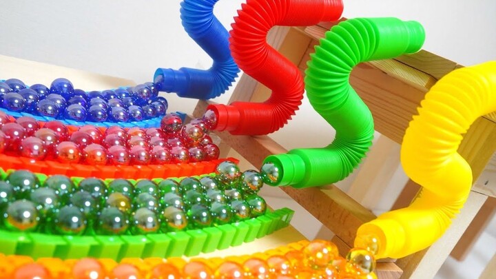 Mainan edukatif buatan tangan anak-anak permainan track ball berwarna-warni