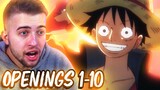 ONE PIECE Opening 1-10 REACTION! | One Piece Openings!