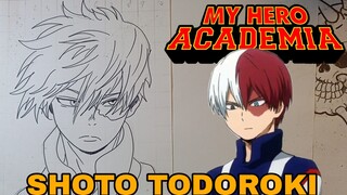 menggambar SHOTO TODOROKI dari anime my hero academia