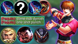 HOW TO WIN AGAINST AGGRESSIVE PAQUITO? TRY THIS 1 SHOT BUILD FOR DYRROTH | MYTHIC GLORY RANK - MLBB