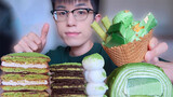 [ASMR]|Ăn trọn vị matcha - bánh cuộn, kem dát bàng, kẹo dẻo, oreo