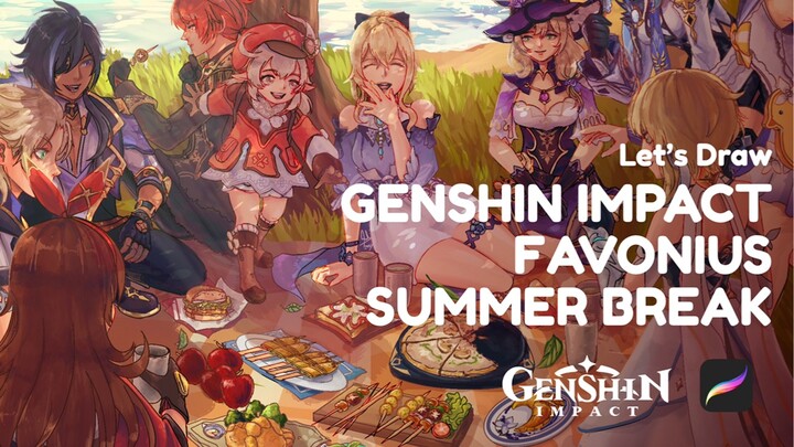 Genshin Impact Mondstadt Summer Fanart - Drawing Time Lapse Process