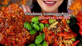 ASMR PINDANG SUWIR PEDAS + AYAM POK POK SAMBEL GEPREK + OSENG KANGKUNG | ASMR MUKBANG INDONESIA