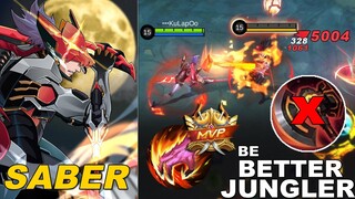 How To Be Better Jungler Using SABER | SABER BEST BUILD 2023 ONE SHOT | MLBB