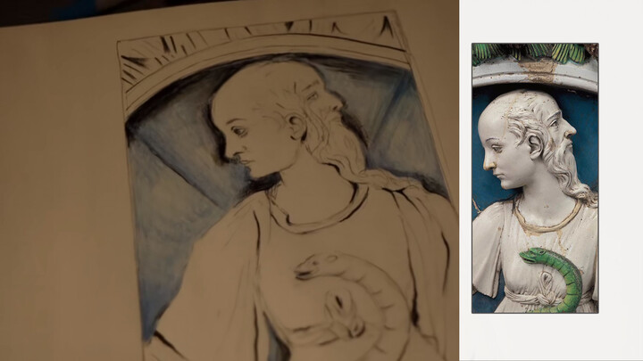 Drawing Process | Copying A European Sculpture By Andrea Della Robbia