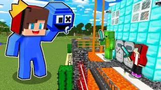 BLUE RAINBOW FRIEND JJ vs Security House - Minecraft gameplay by Mikey and JJ (Maizen Parody)