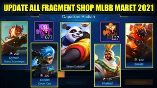 UPDATE ALL FRAGMENT SHOP MOBILE LEGENDS BULAN MARET 2021!!! UPDATE RARE FRAGMENT, HERO FRAGMENT