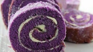 Easy home made ube roll cake