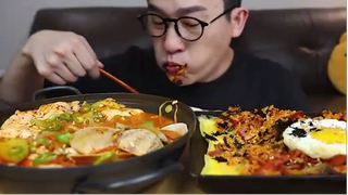 Cơm chiên kim chi hành lá mukbang #amthuc #monngon