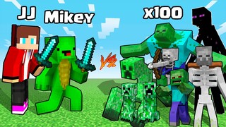 Mikey and JJ vs Mutant Monster x100 in Minecraft Mob Battle