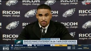 Jalen Hurts nói rằng chúng tôi xứng đáng có một chiến thắng tàn khốc trước người Viking