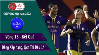 BẢNG XẾP HẠNG. KẾT QUẢ VÒNG 13 V.LEAGUE 2022 I DANH SÁCH VUA PHÁ LƯỚI VÒNG 13