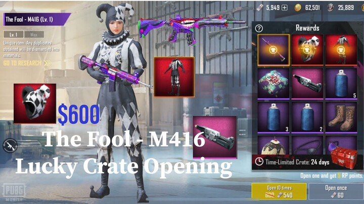 The Fool - M416 | Jester Set | Giveaway | Lucky Crate Opening | PUBG MOBILE