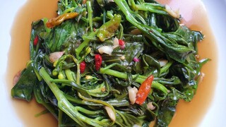 โสมไทยผัดน้ำมันหอย เมนูเพื่อสุขภาพ มีประโยชน์ Stir Fried Water Leaf | Thai Food | Thai Recipe