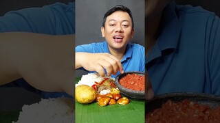 MAKAN LALAPAN KENTANG MENTAH SAMBEL TERASI IKAN ASIN