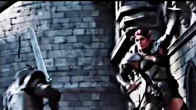 Wearing heavy armor and wielding a greatsword with one hand, the oppressive feeling from the heavy s