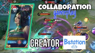 alice's gameplay is serious when collaborating with creator mlbb bstation