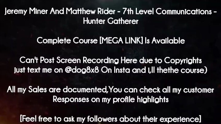 Jeremy Miner And Matthew Rider Course 7th Level Communications - Hunter Gatherer download