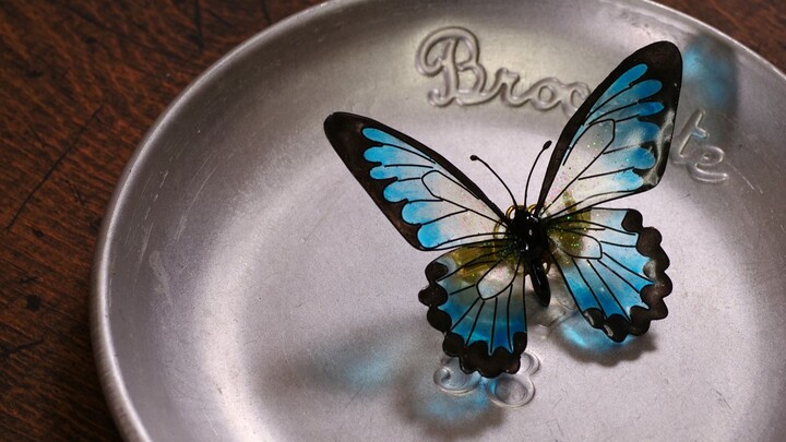 [Nhựa] Làm thủ công DIY Realistic Translucent Gradient Metal Butterfly Brooch [NelcoNeco Handmade Cl