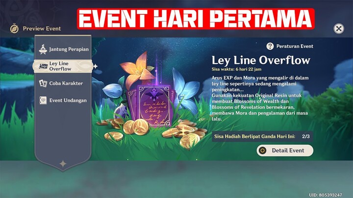[Quest Event] Ley line overflow Double Exp - Hari Pertama! | Genshin Impact