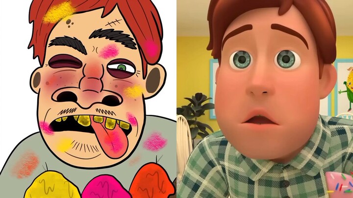 Cocomelon But The Father Was Eating Jhonny Jhonny Yes Papa Drawing Meme Funny But Father Only