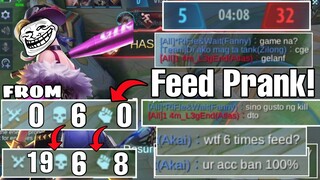 FANNY PRANK!!! EXTREME FEEDING 6X IN MYTHIC TIER!! GREATEST COMEBACK!! MLBB